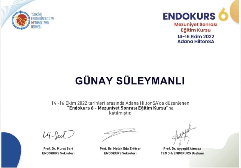 Endokurs6-Mezuniyyet Sonrası Eğitim Kursu