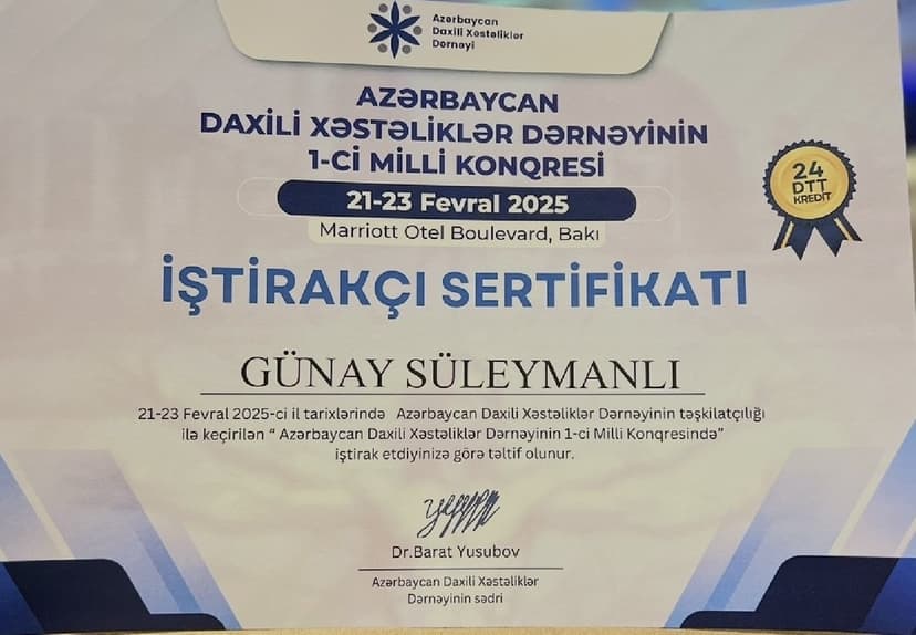DAXİLİ XƏSTƏLİKLƏR DƏRNƏYİNİN 1-Cİ MİLLİ KONGRESİ