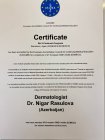 Dr. Nigar Rəsulova Dermatoloq sertifikası