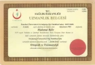 Uzman Doktor Mahmut Bilir Ortopediya və Travmatologiya sertifikası